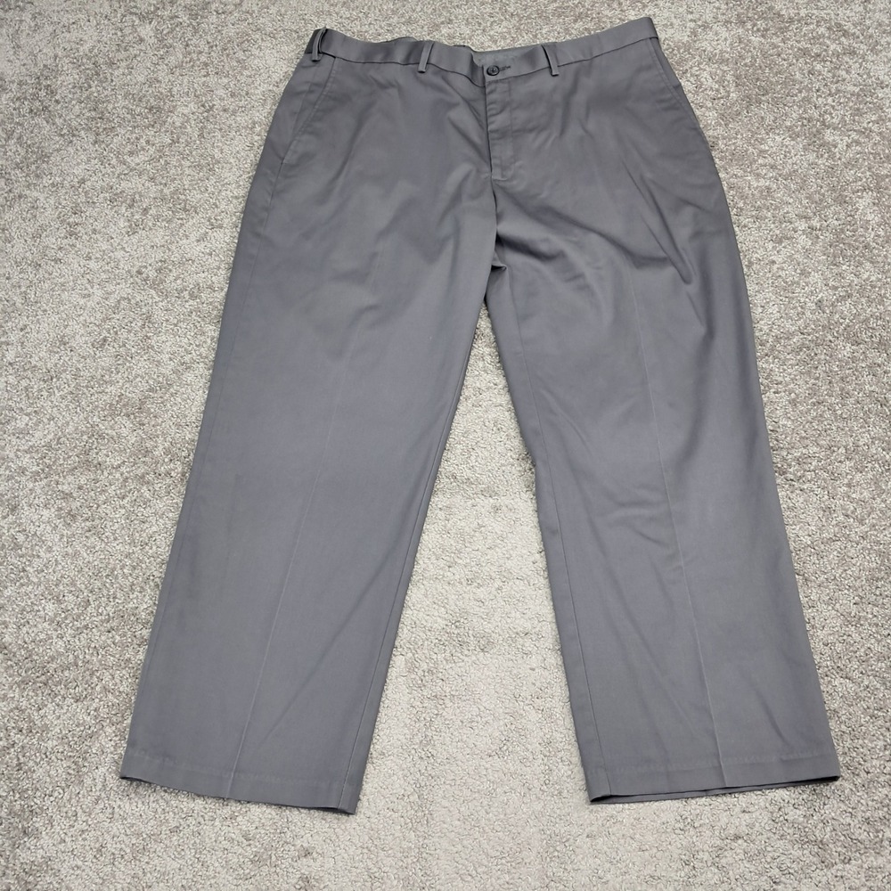 Haggar Mens Premium No Iron‎ Khaki Classic Fit Gray Pants 42x29 1030472